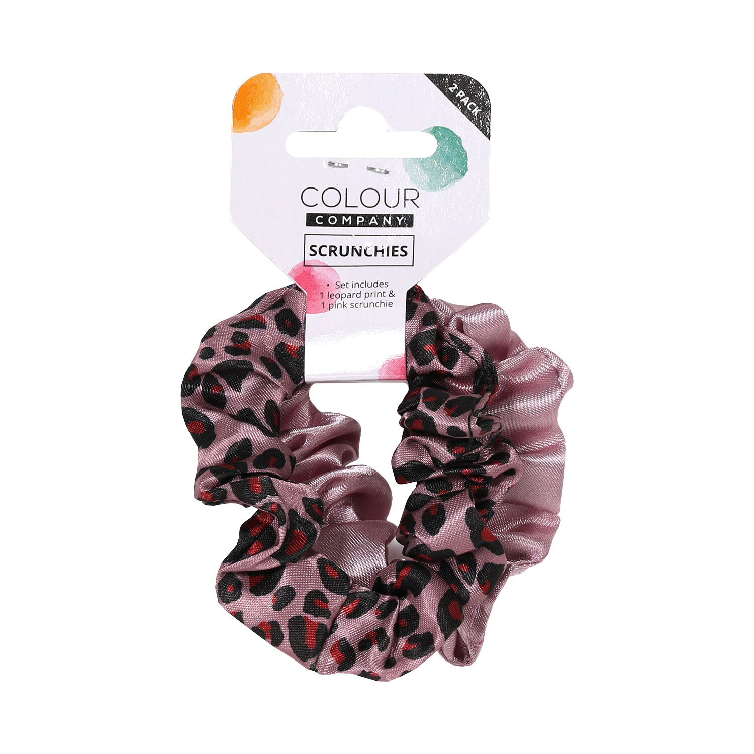 Pack of 2 Leopard Scrunchies - Pink Image