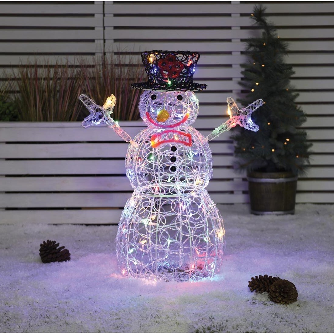 LED Outdoor Acrylic Snowman - White Image 1