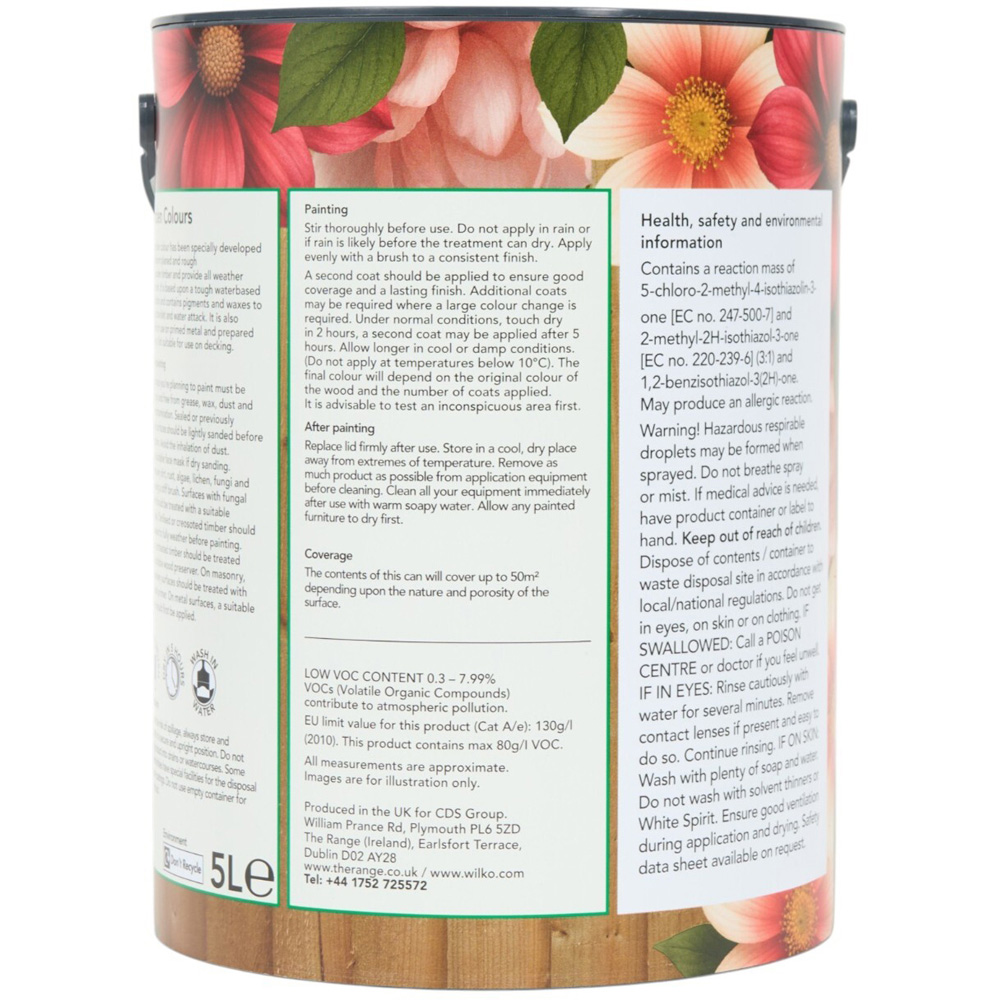 Wilko Garden Colours Dark Smoke Wood Paint 5L Image 2
