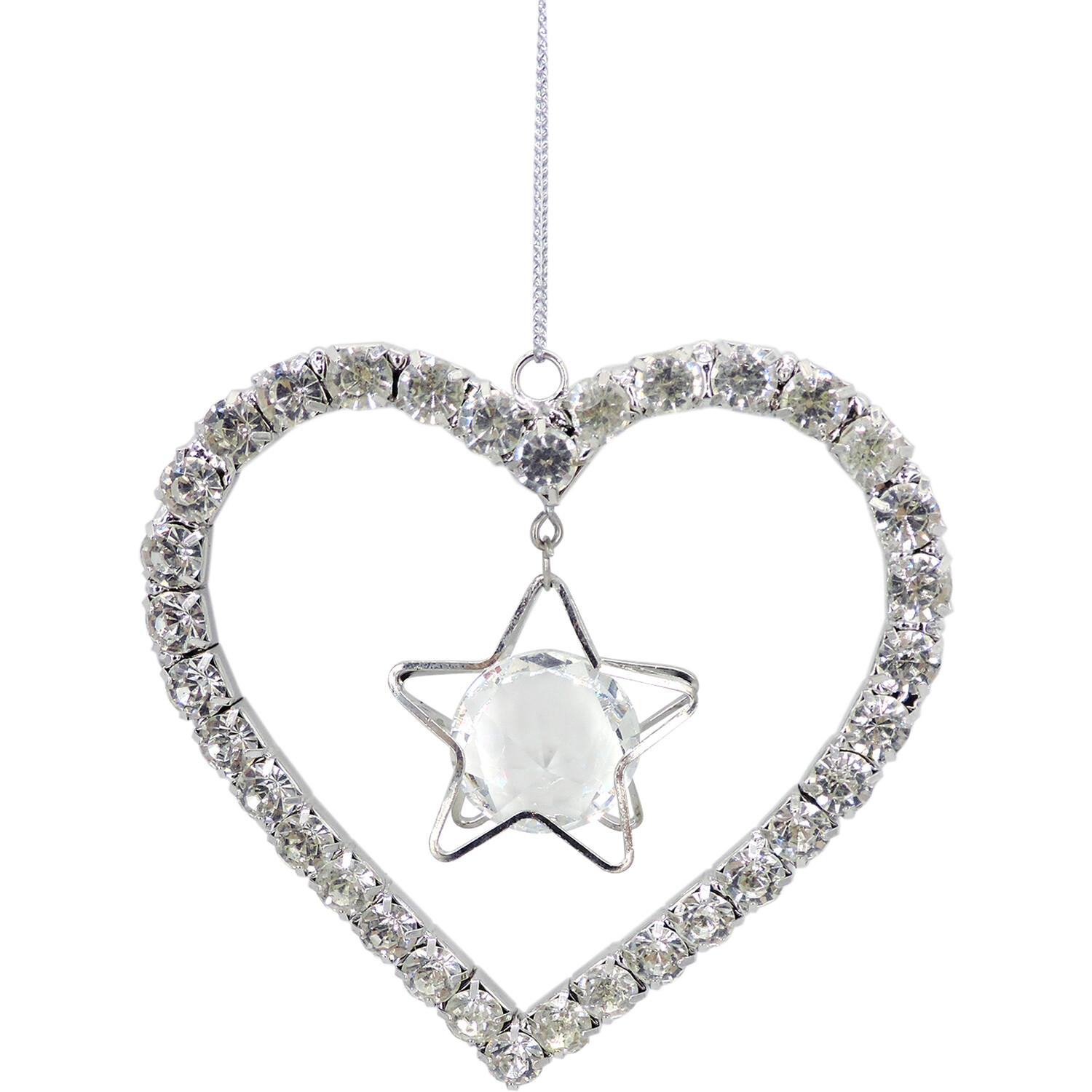 Hanging Heart with Gem - Silver Image