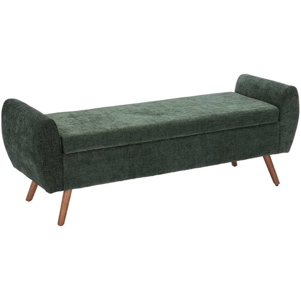 Living and Home Green Chenille Upholstered Storage Bench Image 2