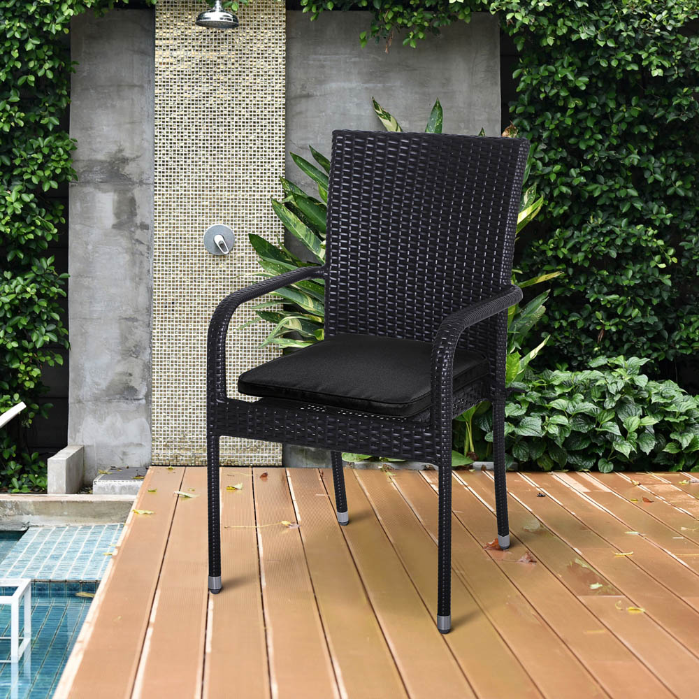 Outsunny Black Dining Chair Cushion 42 x 42cm 6 Pack Image 2