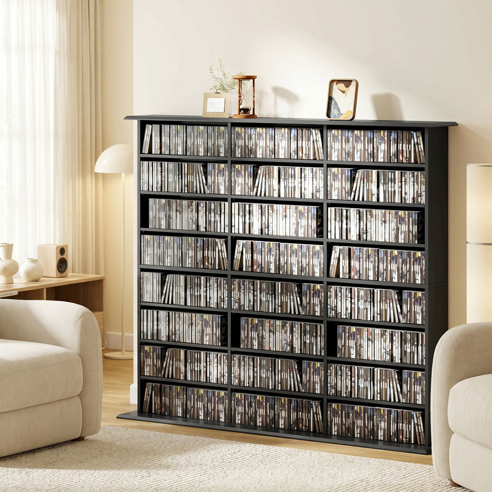 HOMCOM 24 Shelf Black DVD Storage Unit Image 3