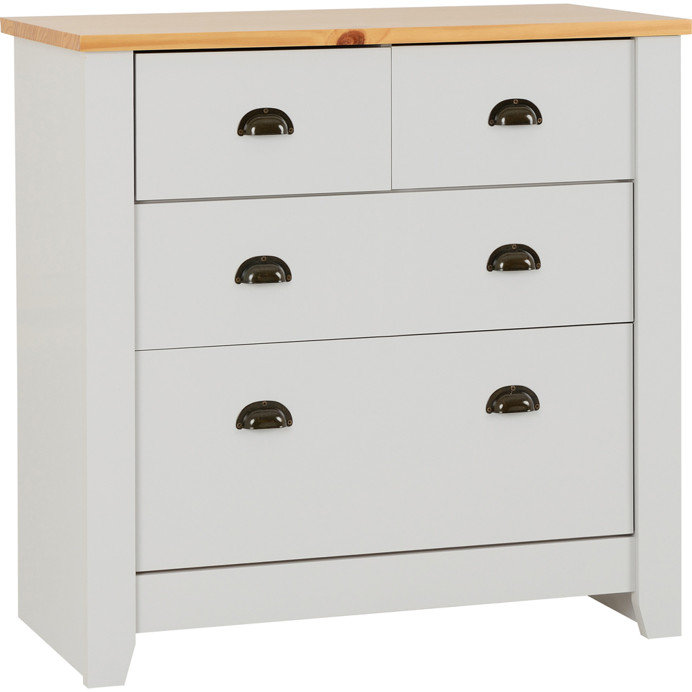 Seconique Ludlow 4 Drawer Grey and Oak Effect Chest Image 2