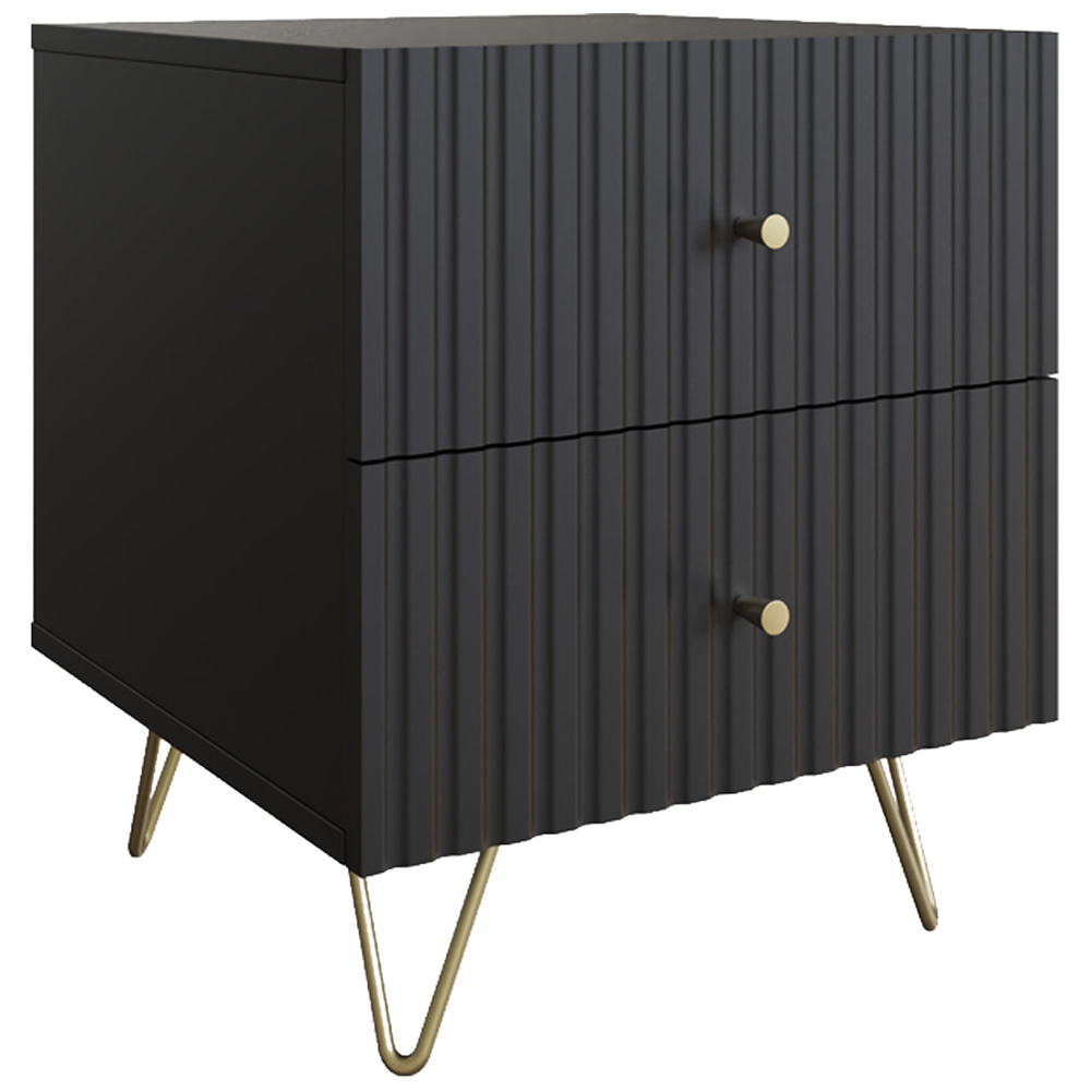 GFW Thalia 2 Drawer Black Bedside Table Image 2
