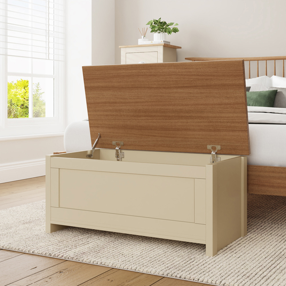 GFW Lancaster Cream Ottoman Storage Bench Image 8
