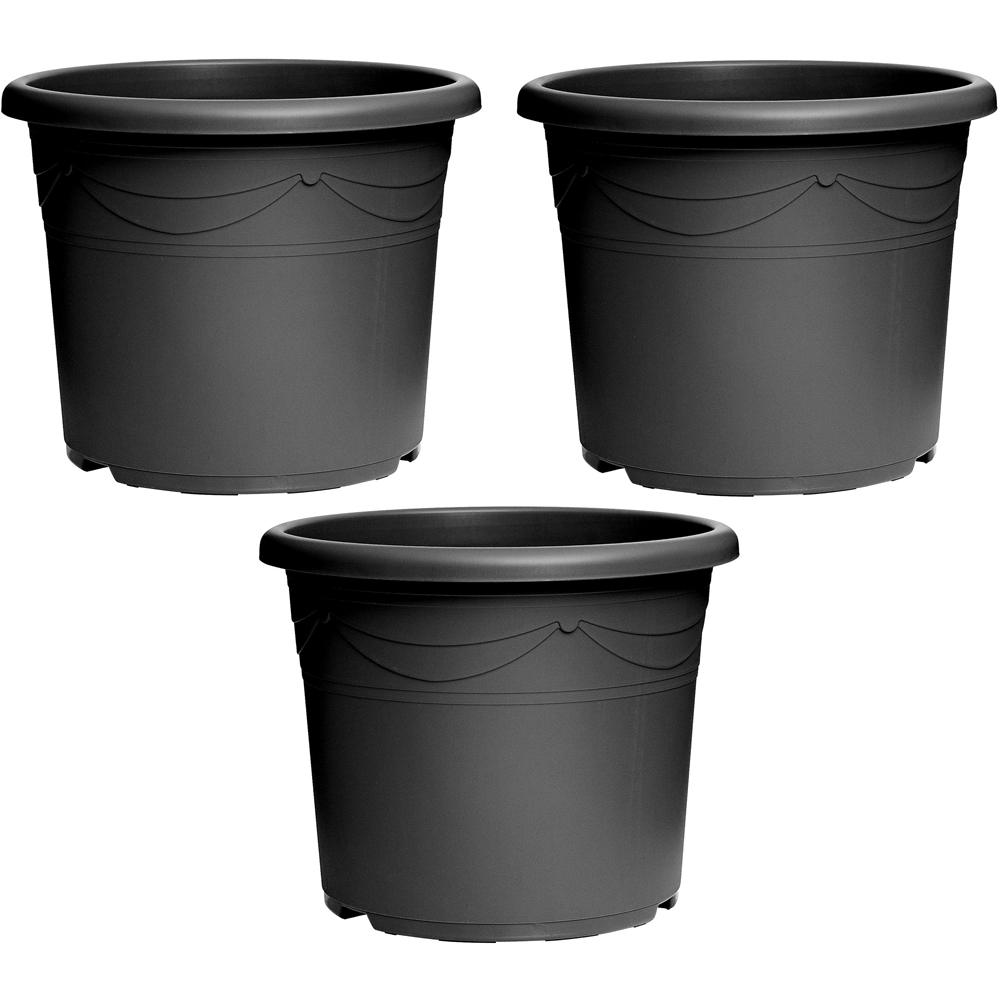 Garden Gear Sandra Graphite Grey Decorative Round Plant Pot 10L 3 Pack Image 1