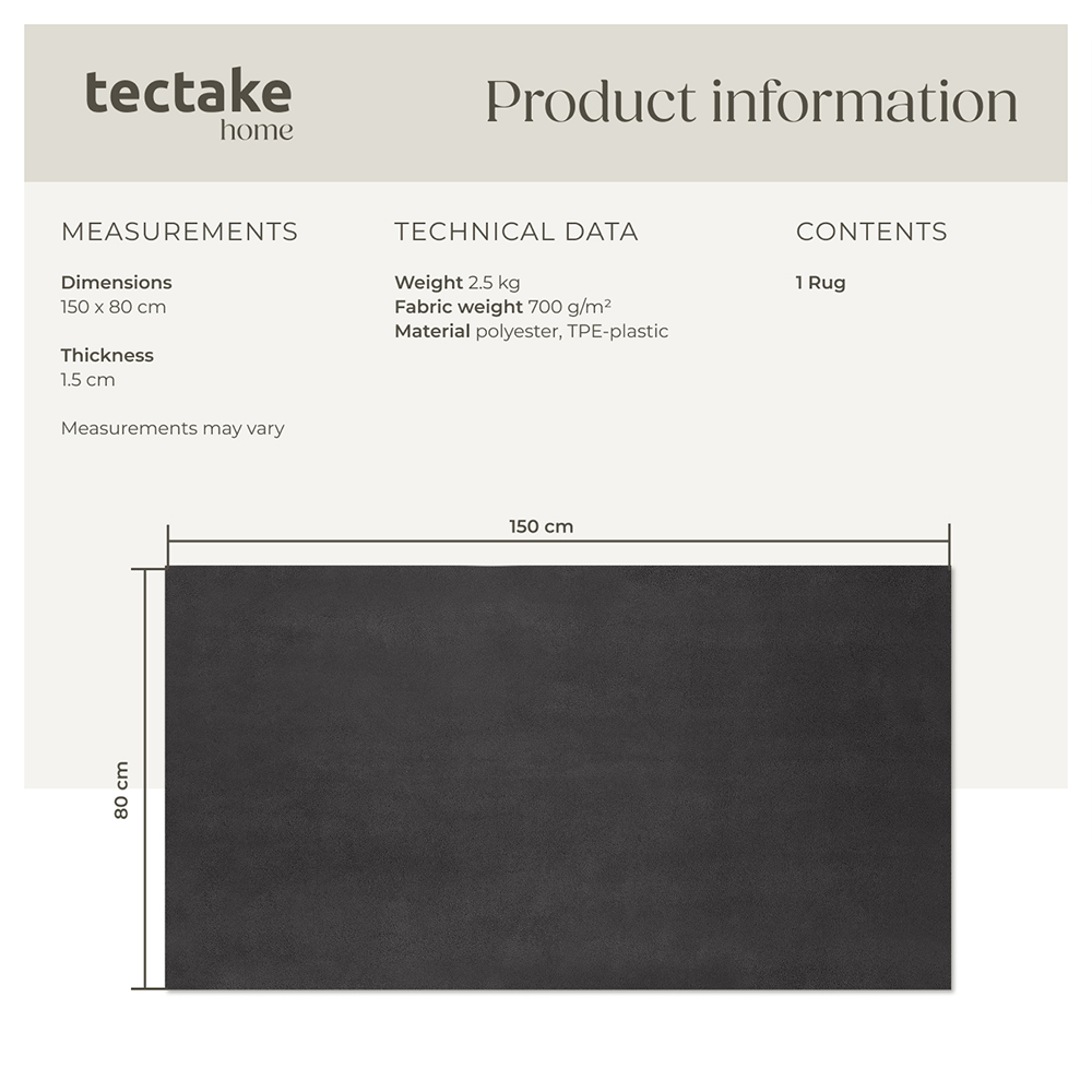 tectake Zonelle Anthracite Short Pile Ultra Soft Rug 150 x 80cm Image 8