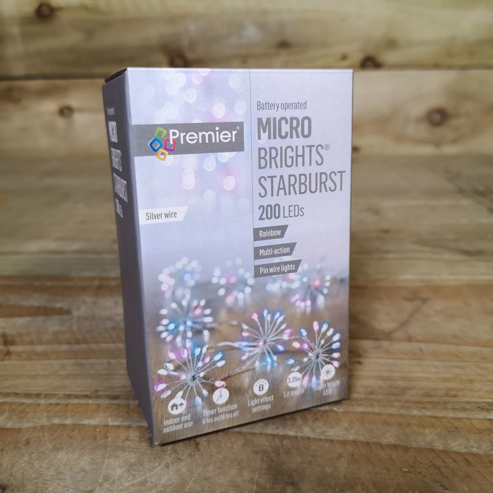 Premier 200 Rainbow LED 10 Starburst Christmas Fairy Light Image 5