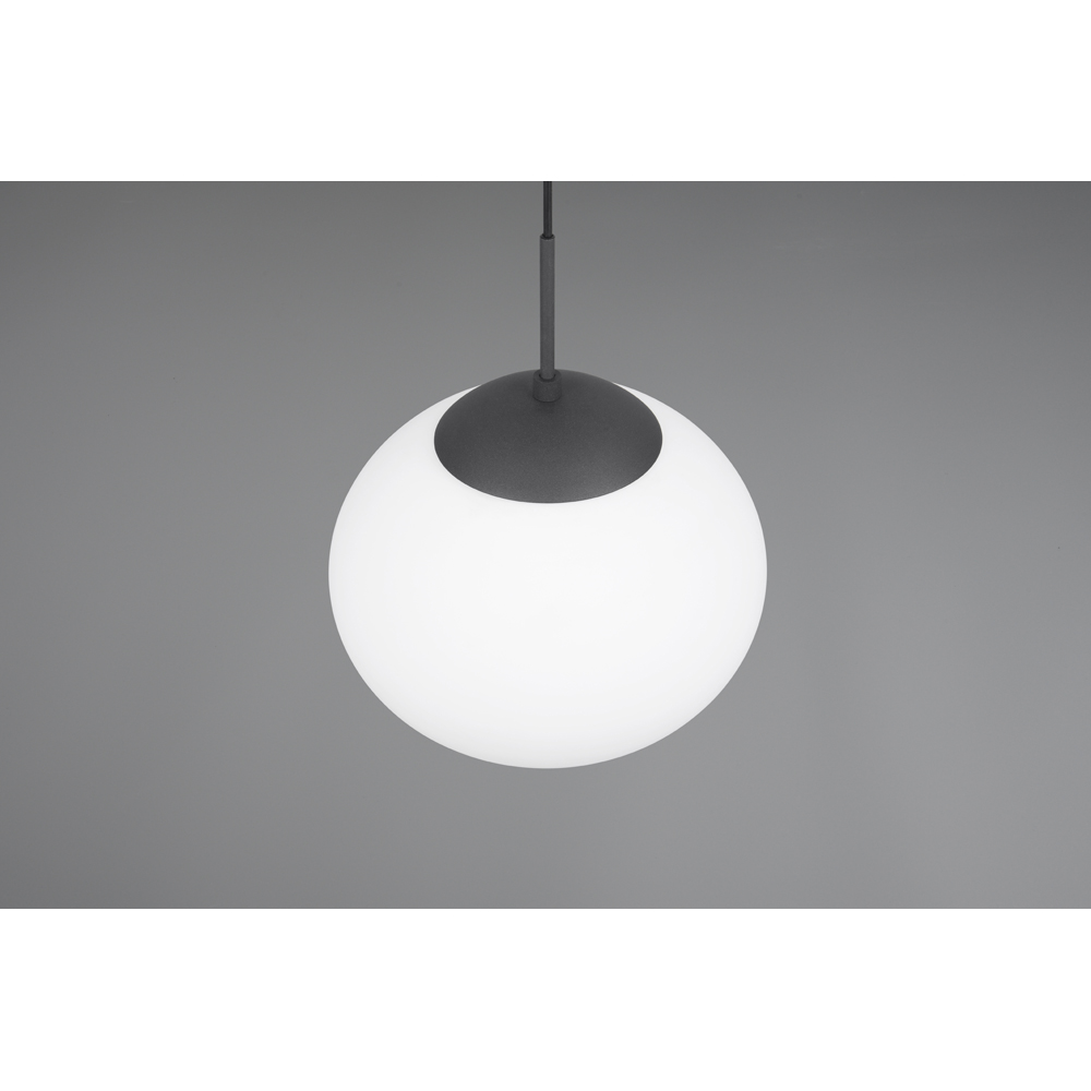 TRIO Fomento Matt Black and White Glass Ceiling Pendant Light Image 6