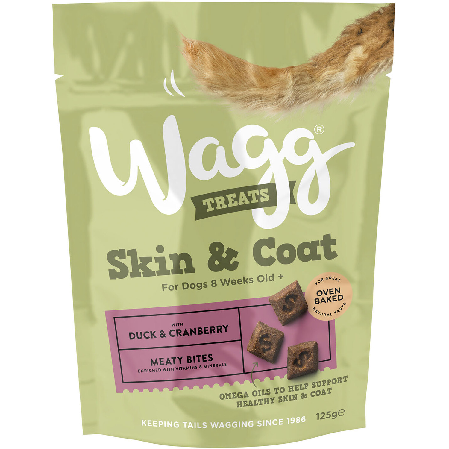 Wagg Skin and Coat Duck and Cranberry Dog Treat 125g Image 1