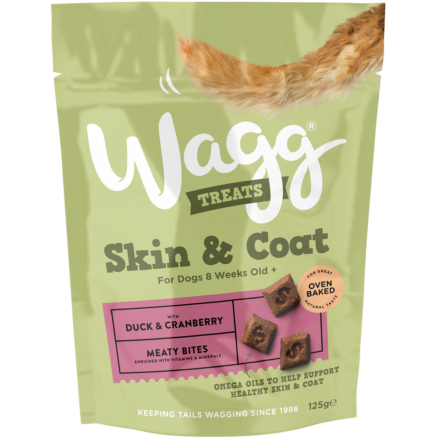 Wagg Skin and Coat Duck and Cranberry Dog Treat 125g Image 1