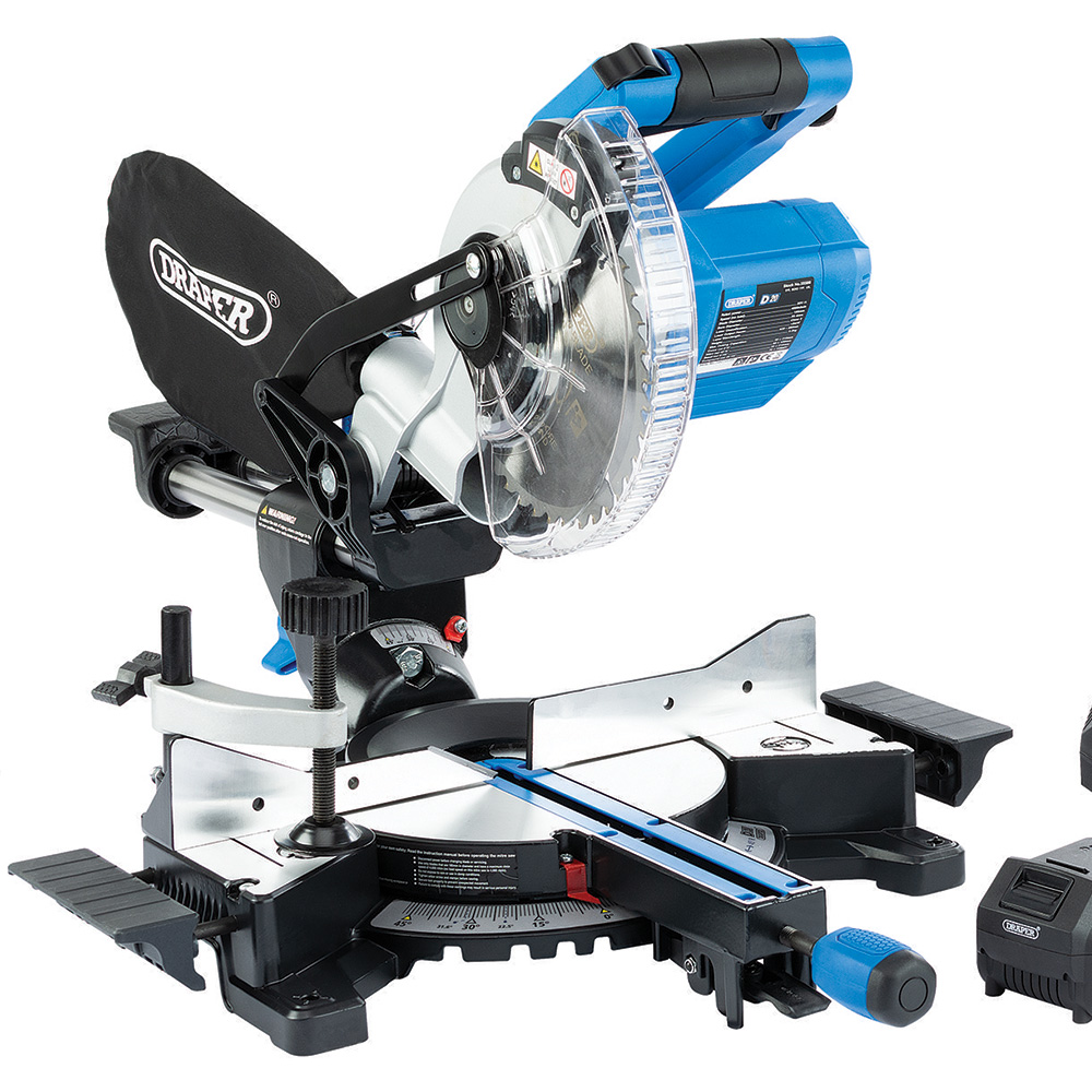 Draper D20 20V Brushless Sliding Compound Mitre Saw with Batteries and Charger 185mm Image 2