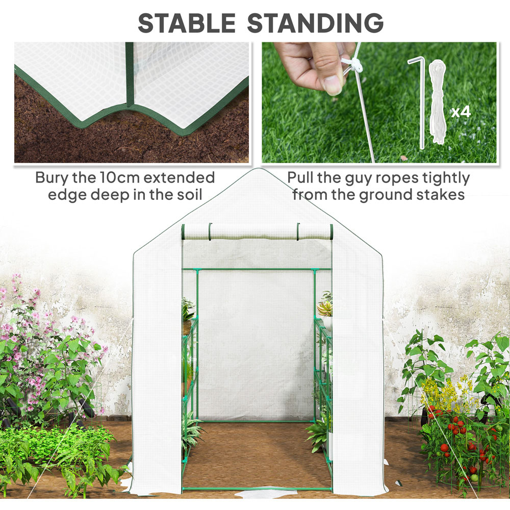 Outsunny White Plastic 4.5 x 7ft Walk In Greenhouse Image 7