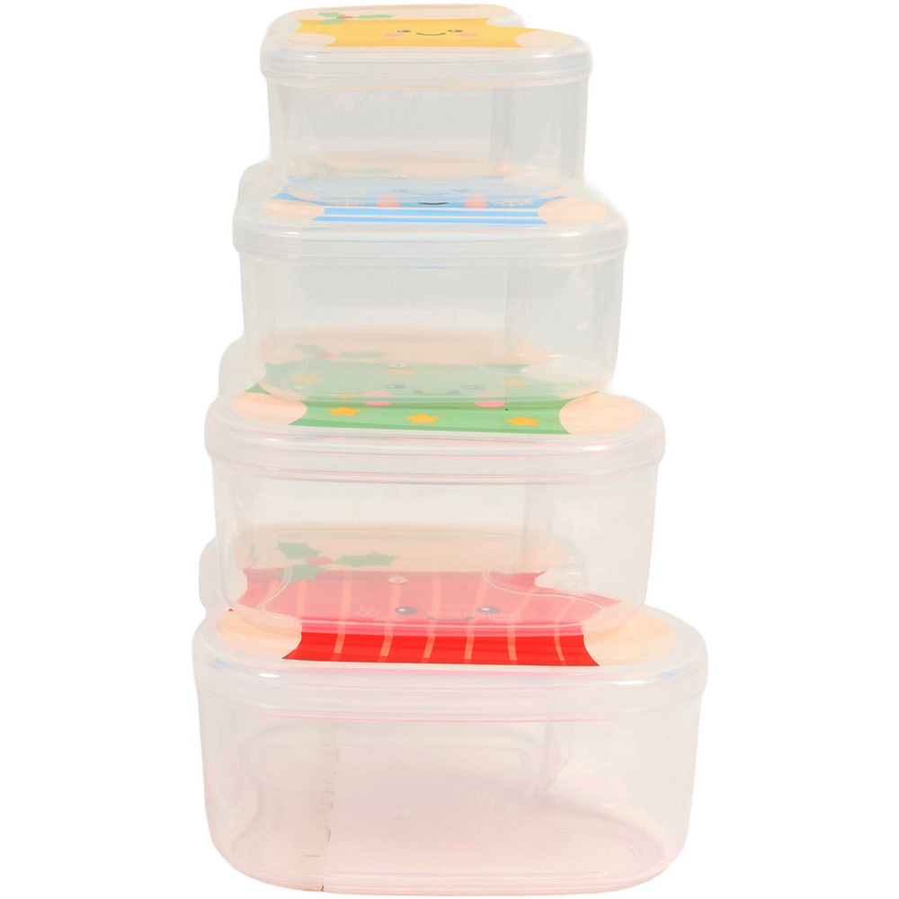 Pack of 4 Cute Christmas Nestable Lunchboxes Image 1