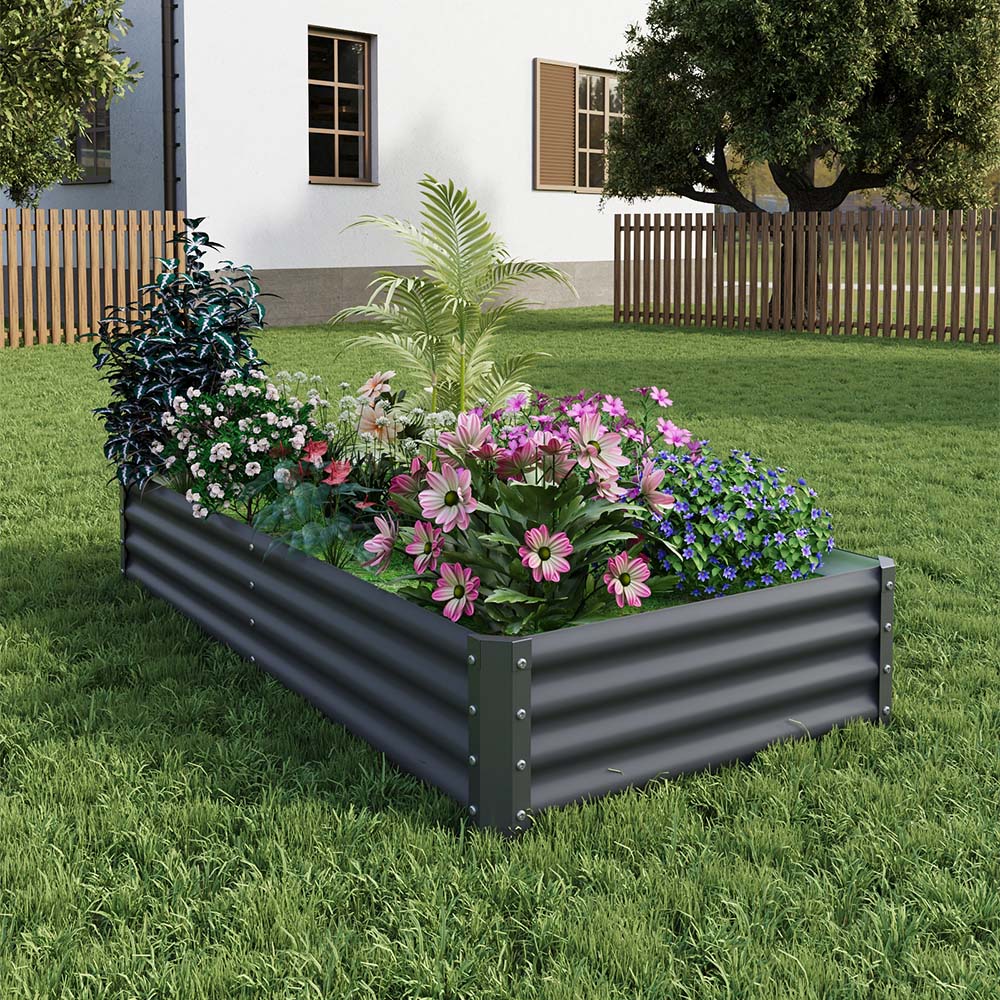 Living and Home Grey Large Rectangular Galvanised Steel Raised Garden Bed 180 x 90cm Image 7