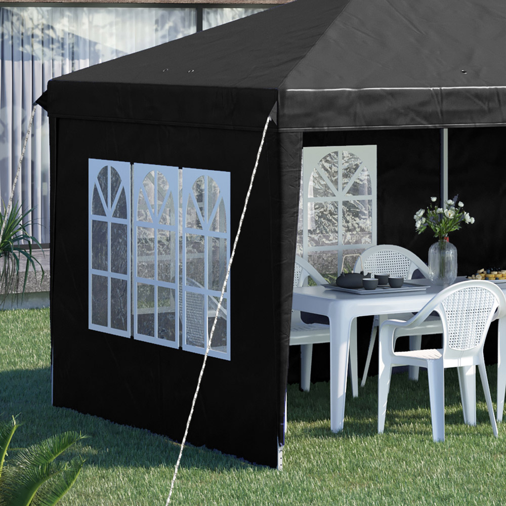 Outsunny 3 x 6m Black Pop Up Gazebo with Sidewalls Image 3