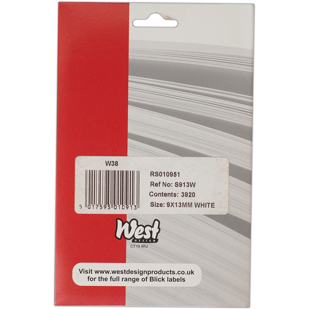 Blick White Rectangular Self Adhesive Warehouse Label 9 x 13mm 3920 Pack Image 3