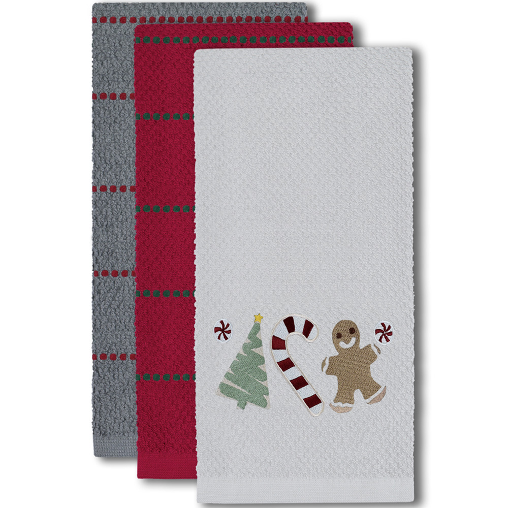 Noel Square Sweet Shop White Tea Towel 3 Pack Image 3