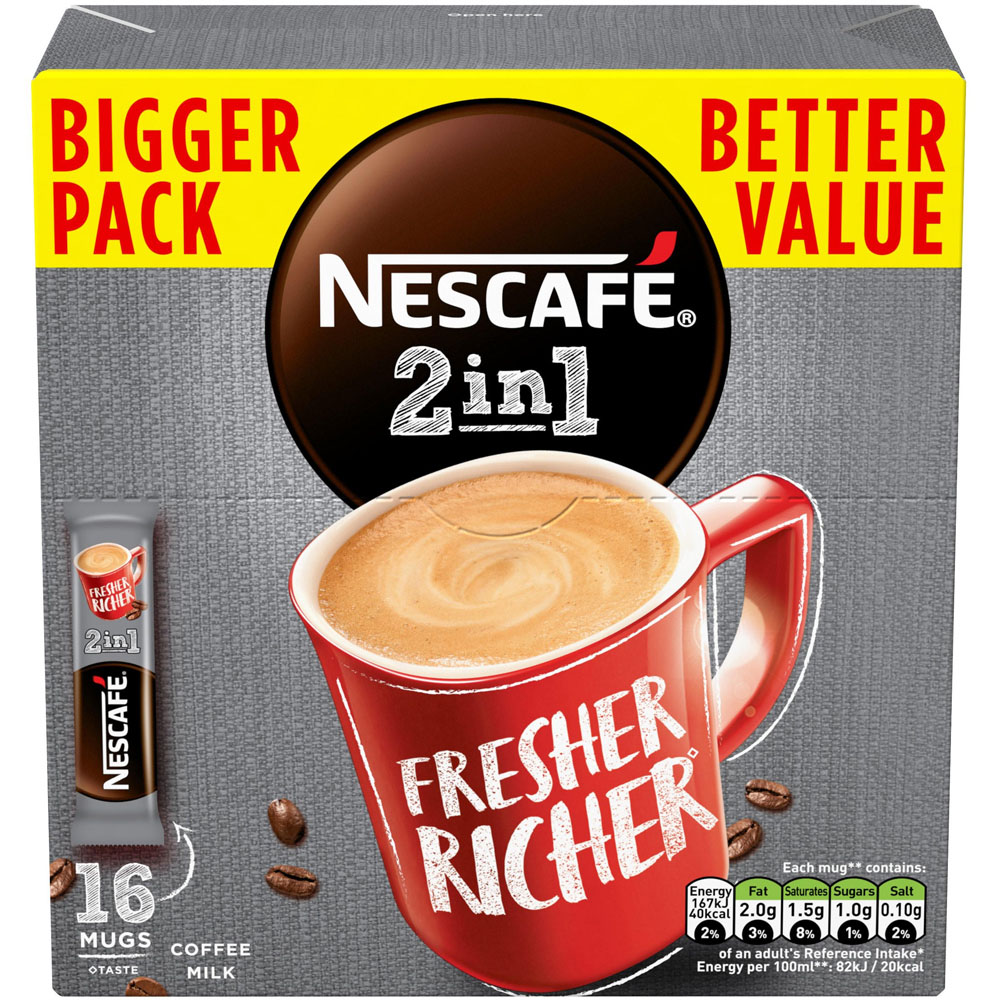 Nescafé Original 2 In 1 Instant Coffee Sachets 16 Pack Image