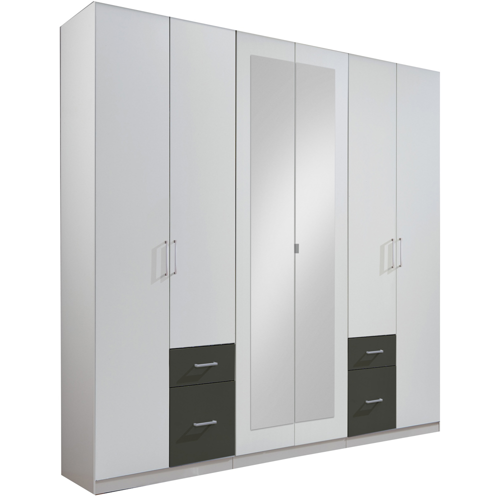 TJ'S Durham 6 Door 4 Drawer White Graphite Wardrobe Image 2