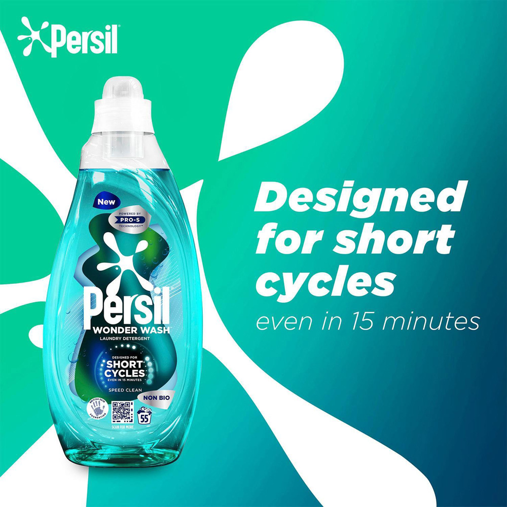 Persil Non Bio Speed Clean Wonder Wash Liquid Laundry Detergent 55 Washes 1.485L 5 Pack Image 7