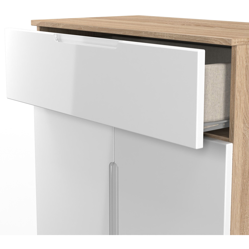 Crowndale Milan 2 Door Single Drawer White Gloss and Bardolino Oak Sideboard Ready Assembled Image 7