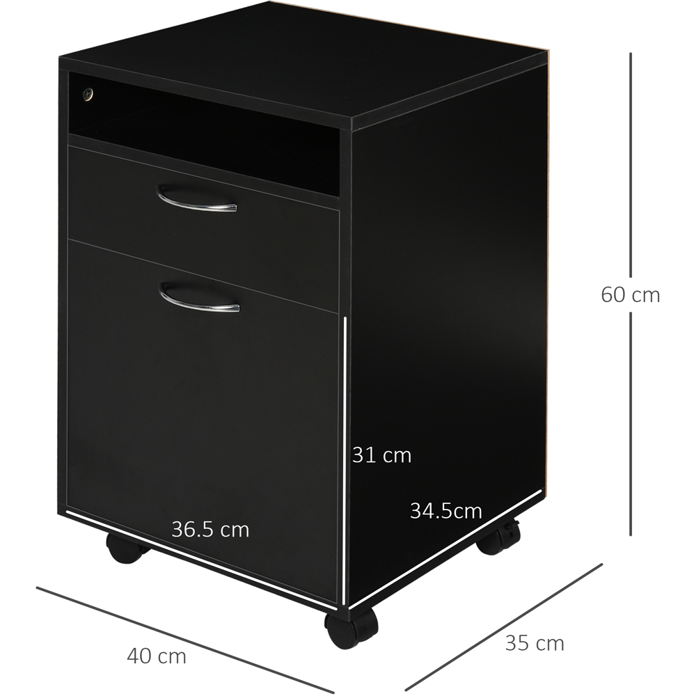 Portland Single Door Single Drawer Black Printer Stand Image 8