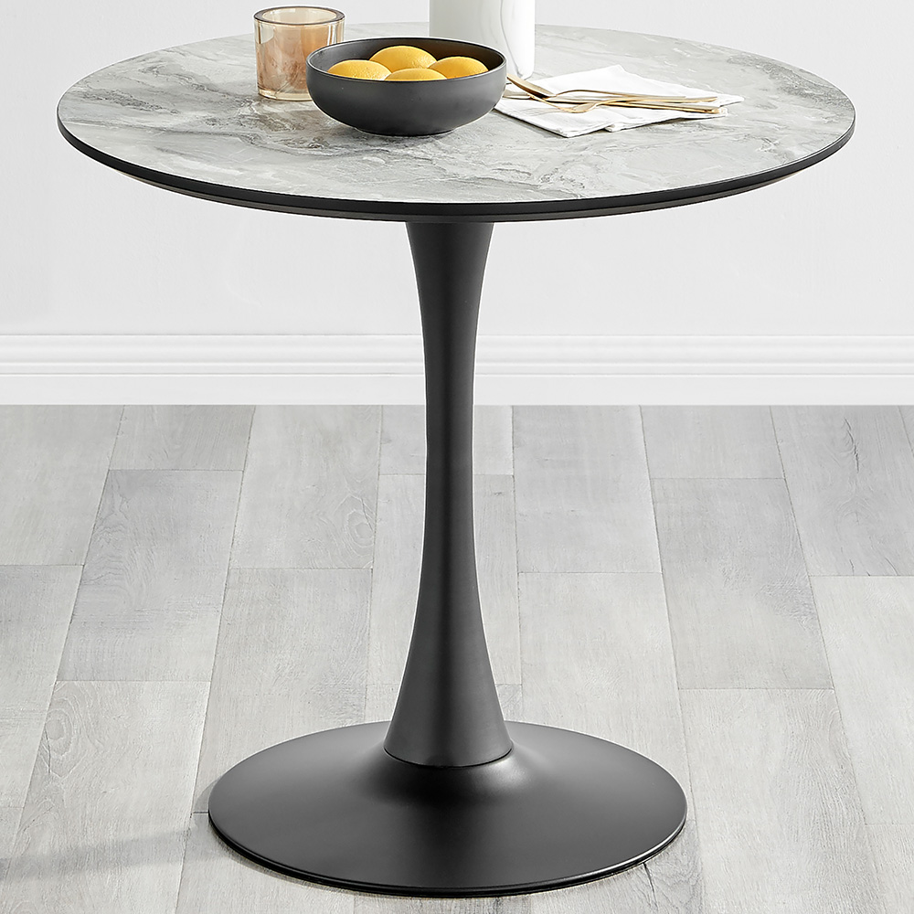 Furniturebox Elissa 2 Seater Round Dining Table White Marble Effect Image 1
