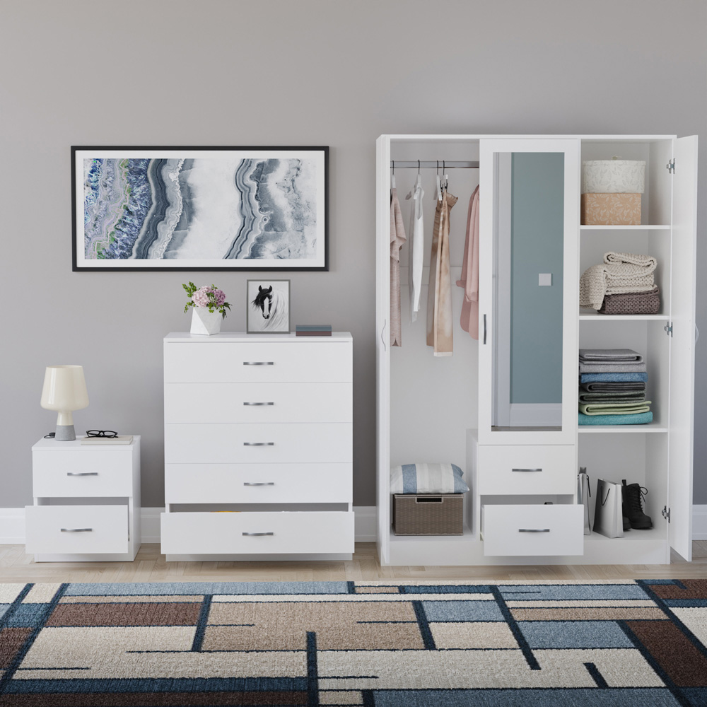 VIDA DESIGNS Riano White 3 Piece Bedroom Furniture Set Image 3