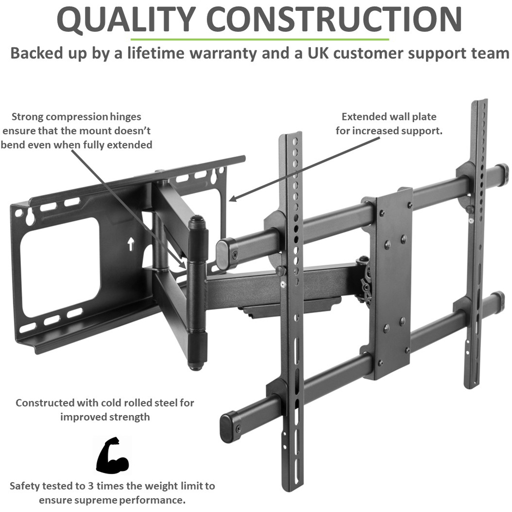 Tech ART Mounts 37 to 80 inch Multi Position Double Arm TV Wall Mount Bracket Image 3