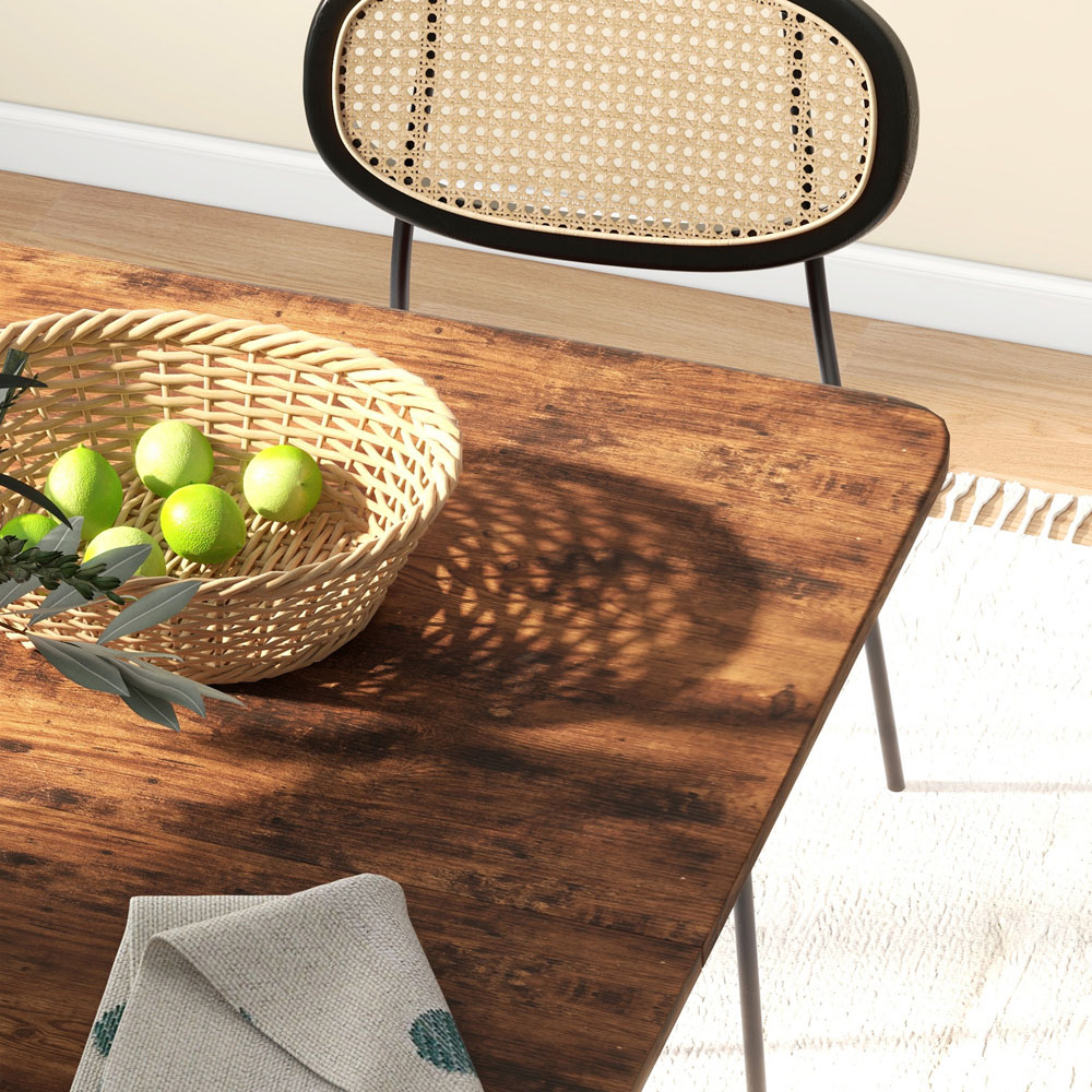 HOMCOM 6 Seater Rustic Brown Drop Leaf Mobile Dining Table Image 3