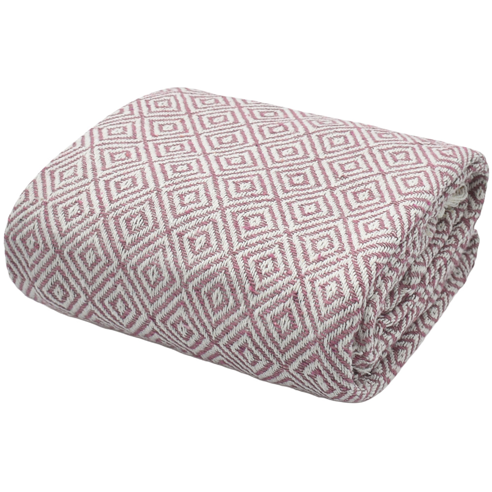 Velosso Blush Diamond Pattern Cotton Woven Tasselled Throw 127 x 152cm Image 1