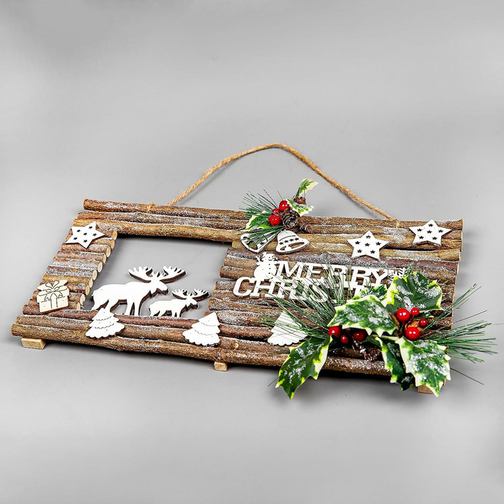 Shatchi Twig Wall Hanging Glitter Scene Christmas Decoration 20 x 40cm Image 2