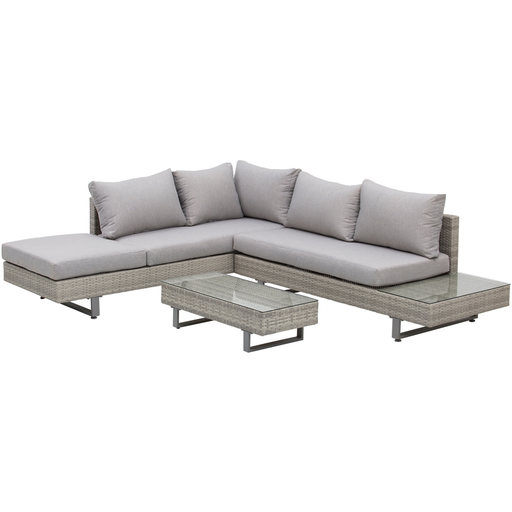 Outsunny 5 Seater Grey Rattan Conservatory Corner Sofa Set with Coffee Table Image 2