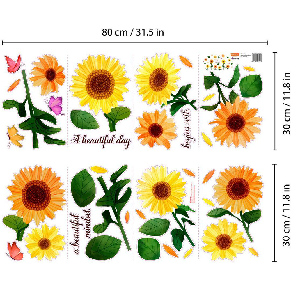 Walplus Sunflowers with Butterflies Flower Theme Wall Stickers Image 5