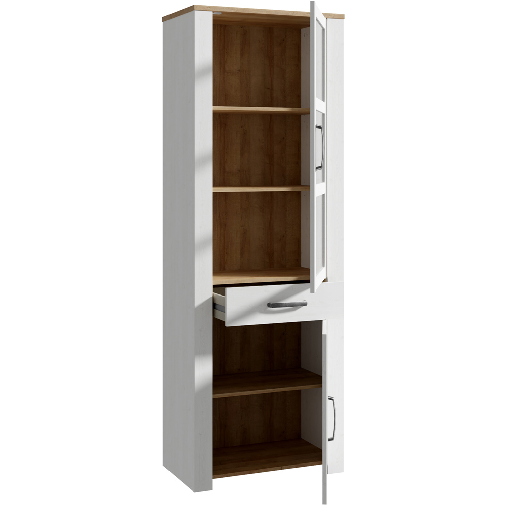 Florence Bohol 2 Door Single Drawer White Riviera Oak Narrow Cabinet Image 4
