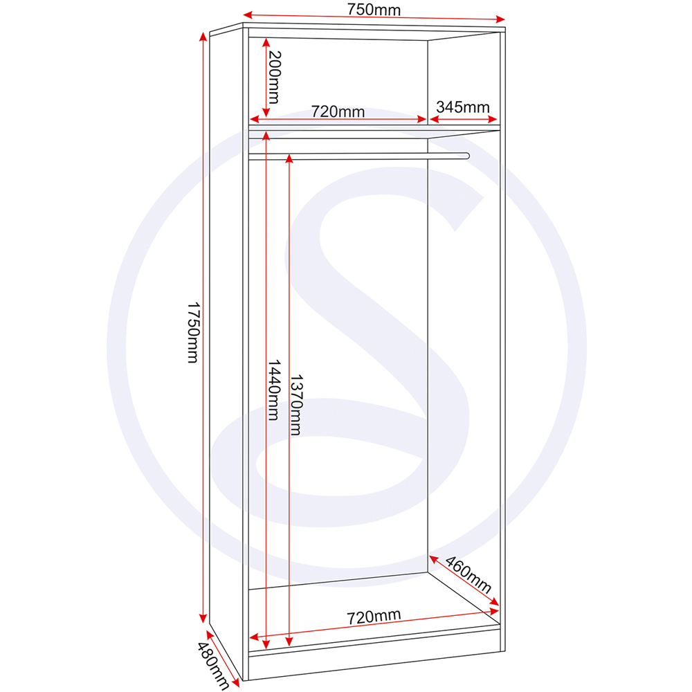 Seconique Denver 2 Door Wardrobe White Gloss Bedroom Furniture Set Image 7