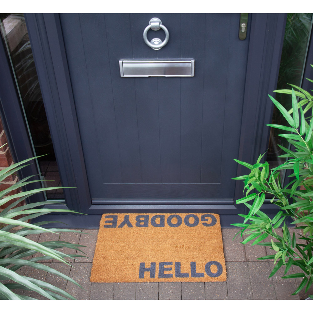Eselle Astley Hello Goodbye Printed Neutral Coir Door Mat 40 x 60cm Image 2