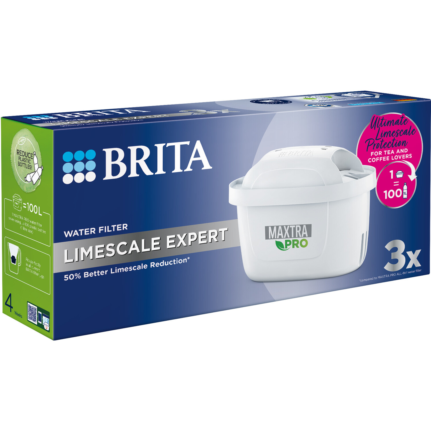 Pack of 3 BRITA MAXTRA Pro Limescale Expert Water Filters - White