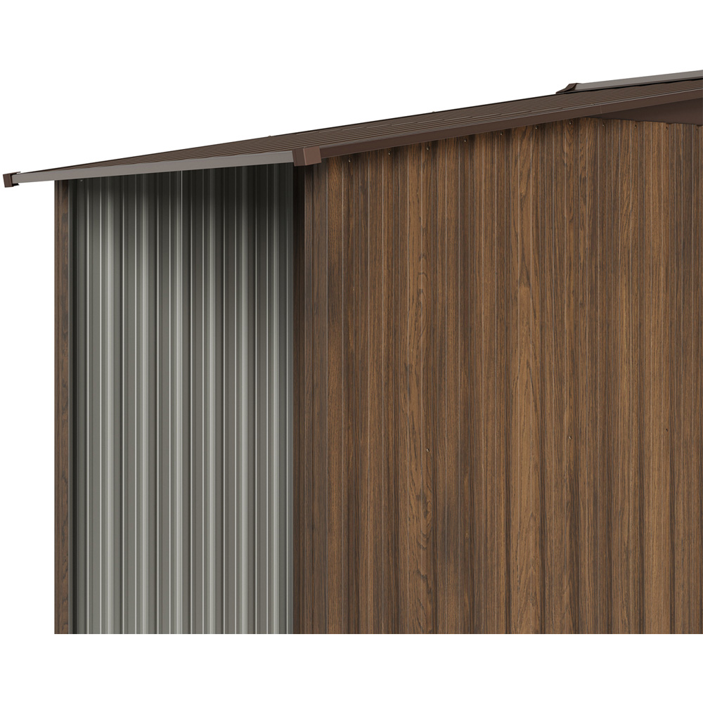 Living and Home 4 x 8ft Wood Grain Finish Apex Garden Shed with Log Storage Image 5