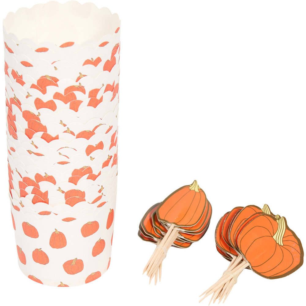Pumpkin Cupcake Cases with Toppers Image 4