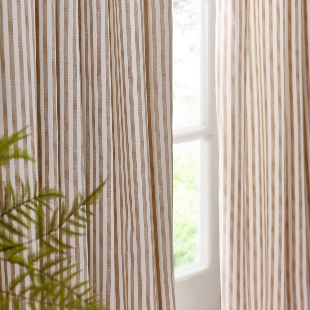 Yard Hebden Cream Striped Cotton Eyelet Curtains 168 x 229cm Image 3