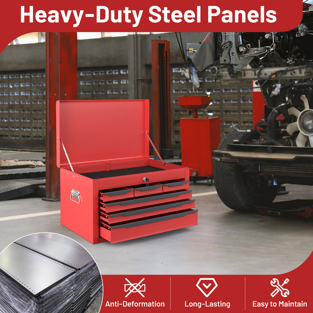 Costway 6 Drawer Red Steel Tool Box Chest Case Image 5