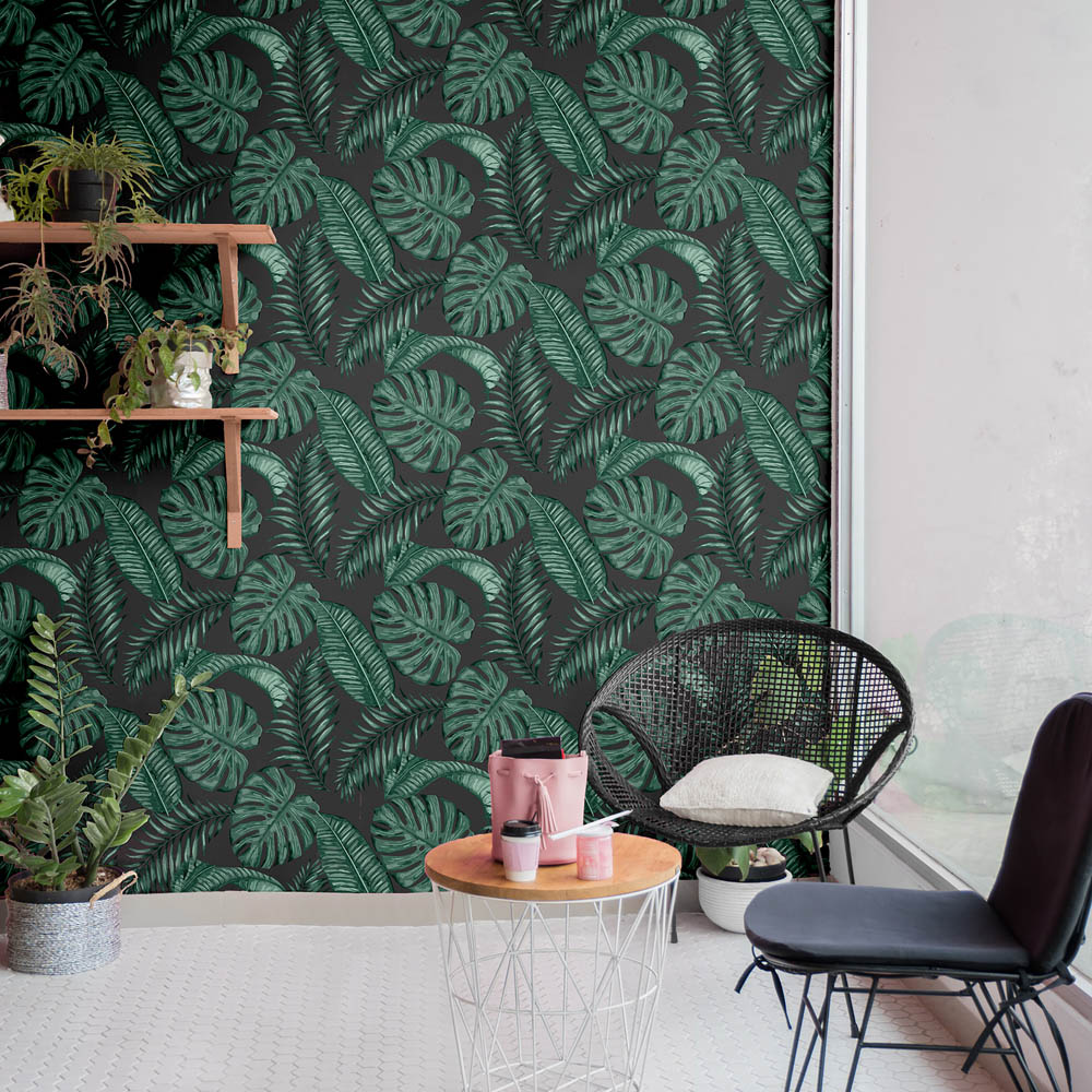 Skinny Dip Dominica Black and Green Wallpaper Image 3