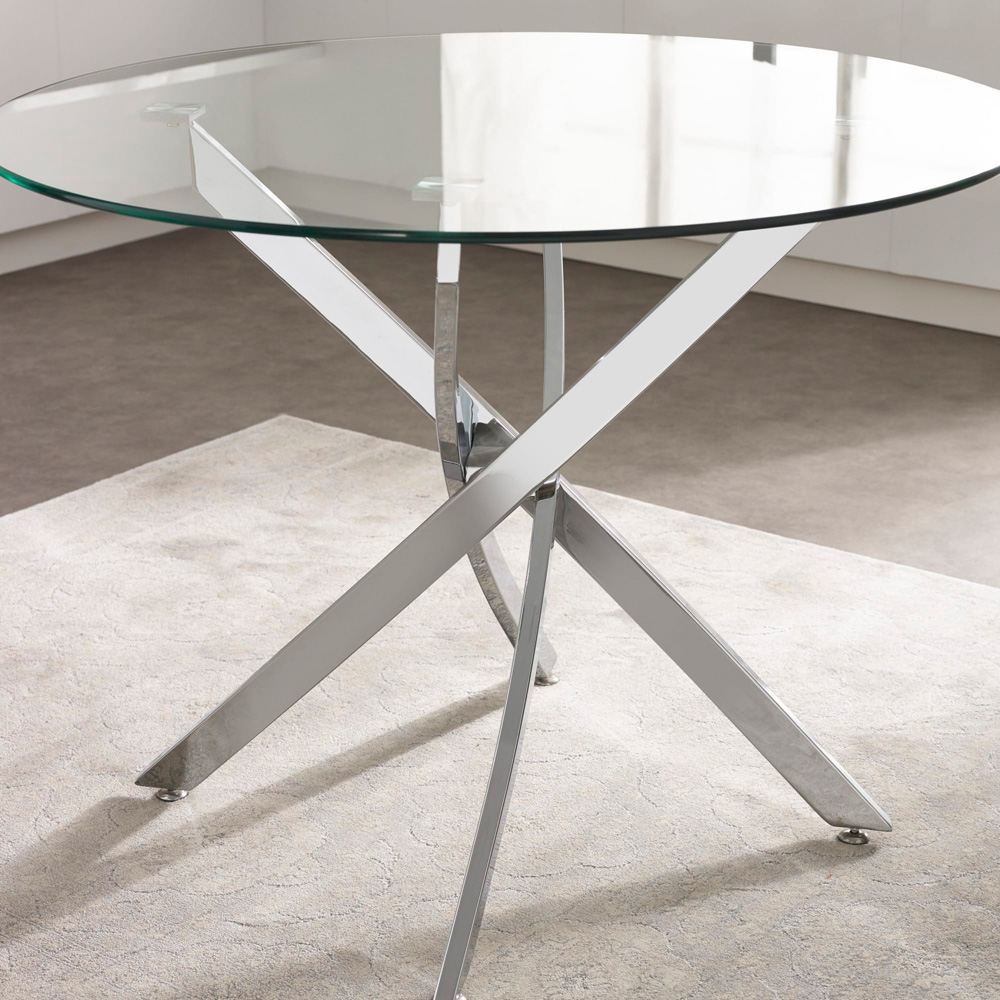 Julian Bowen Anderson 4 Seater Round Glass Dining Table Chrome Image 6