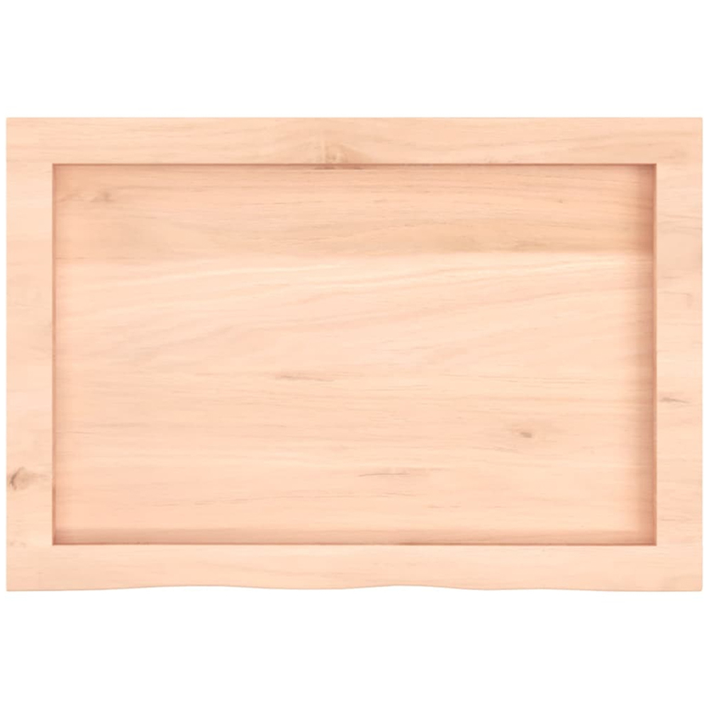 vidaXL 60cm Natural Untreated Solid Oak Wood Floating Wall Shelf Image 4