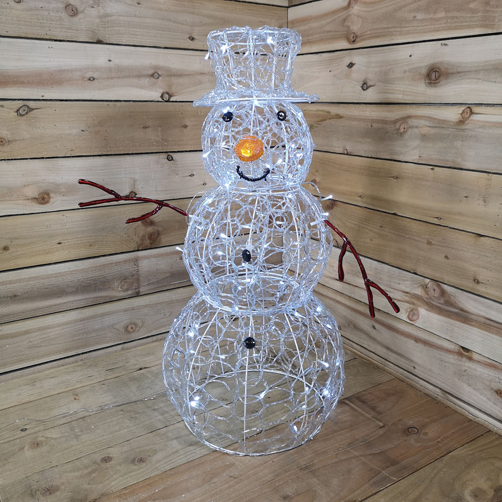 Premier 80 White LED Acrylic Snowman Christmas Decoration 90cm Image 3