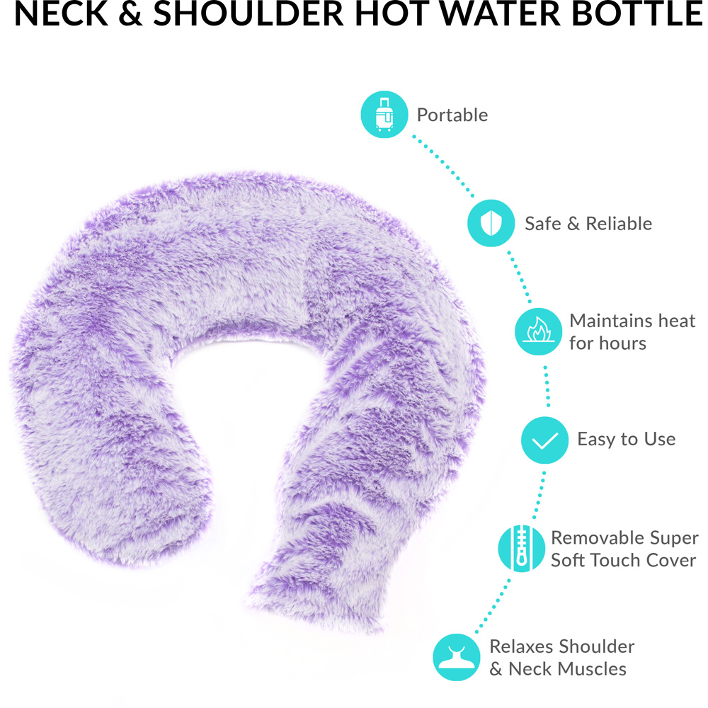 Bauer Professional Purple Soft Faux Fur Fleece Neck and Shoulder Hot Water Bottle Image 7