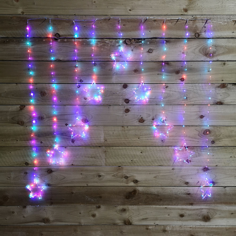 Premier 303 Rainbow LED Static Star Silver Pin Cable Curtain Light 1.2 x 1.2m Image 5